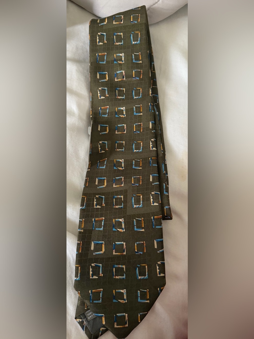 Today's Man Men's Geometric Pattern Necktie Brown Blue Tan Tie